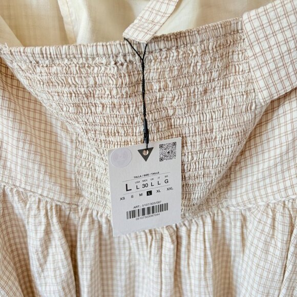 Zara Check Halter Dress NWT Beige White Size Large - Picture 11 of 13